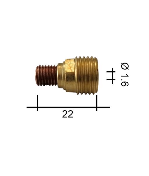 Collet holder 1.6 22mm /TE0005-16/45V43/701.0307-ZVAR/ TIG/9/20 with strainer