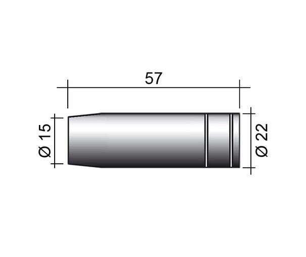 MIG nozzle 250A /MC23/145.0076/ 57mm/15mm/conical