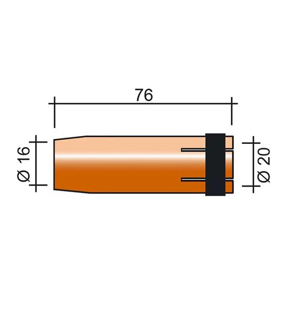 Nozzle MIG 500A /MC268/145.0085/ 76mm/16mm/ conical