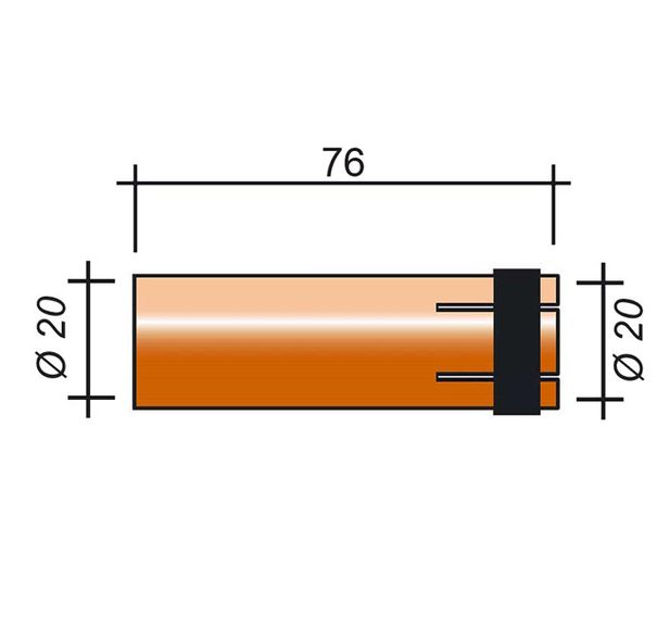 Nozzle MIG 500A /MC291/145.0051-ZVAR/ 76mm/20mm/cylindrical