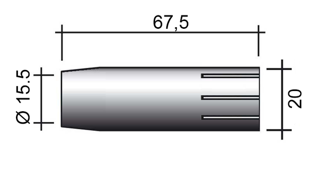 MIG nozzle AUT 455 /145.0089-ZVAR/ 67.5mm/15.5mm/conical