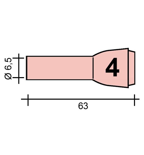 TIG nozzle Gr. 4 6.5 /TC0101/796F75/701.0293-ZVAR/ TIG9/20