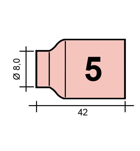 TIG nozzle Gr. 5 8.0 /TC0032/54N17/527.2005.0/701.0421-ZVAR/ TIG17/18/26