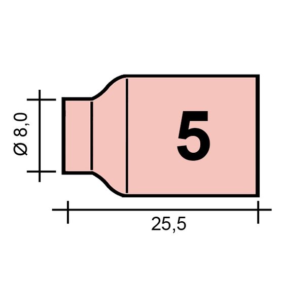 TIG nozzle Gr. 5 8.0 /TC0076-ZVAR/53N59XL/527.0106.0/ TIG9/20 long