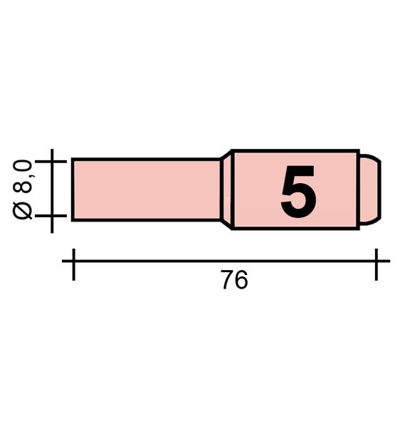 TIG nozzle Gr. 5 8.0 /TC0091/10N49L/527.2605.1/701.0115-ZVAR/ TIG17/18/26