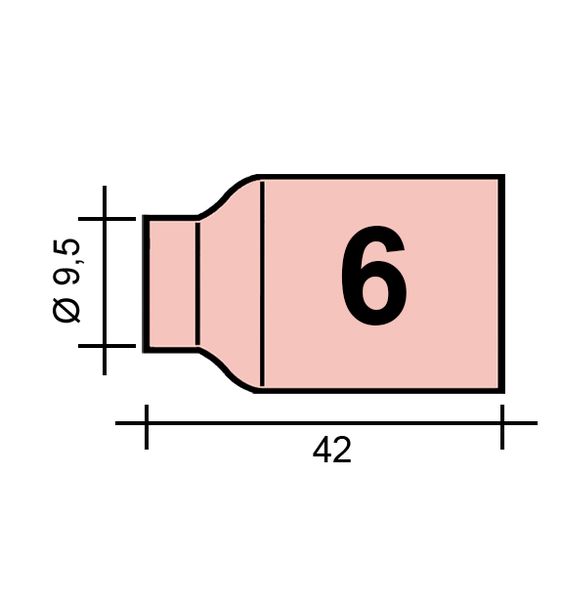 TIG nozzle Gr. 6 9.8 /TC0033/54N16/701.0422-ZVAR/ TIG/17/18/26