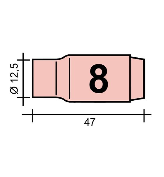 TIG nozzle Gr. 8 12.5 /TC0006/10N46/527.2608.0/701.0111-ZVAR/ TIG17/18/26