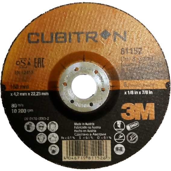 Grinding disc 150x4.2mm 3M CUBITRON II (7100017403) 81152 steel/stainless steel