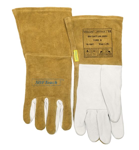 Welding gloves TIG Weldas /10-1007XL/ Softouch gray palm, brown leather