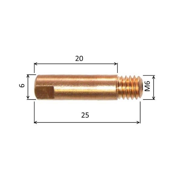 Tip 0.6 M6x25mm E-Cu /MD08-06/140.0008-ZVAR/