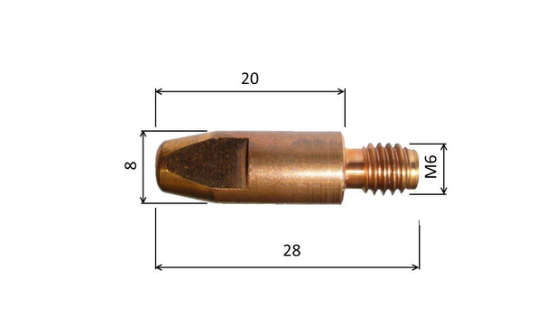 Tip 0.8 M6x28mm E-Cu /MD09-08/140.0051-ZVAR/