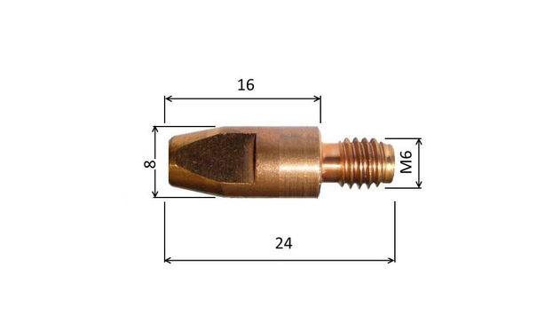 Tip 1.0 M6x24mm E-Cu /140.D102/